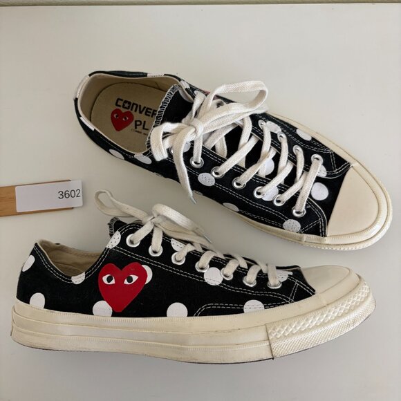 CONVERSE x CDG Size M9 / W11 Chuck 70 Polka Dot Sneakers Black - Picture 11 of 11